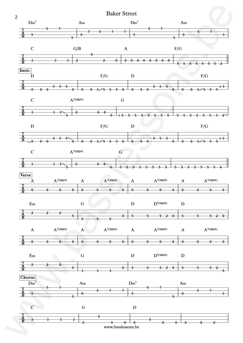 Gerry Rafferty Baker Street Gary Taylor Bass Tabs part 2