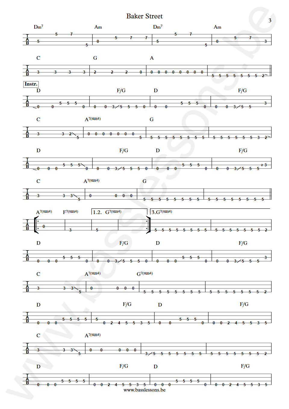 Gerry Rafferty Baker Street Gary Taylor Bass Tabs part 3