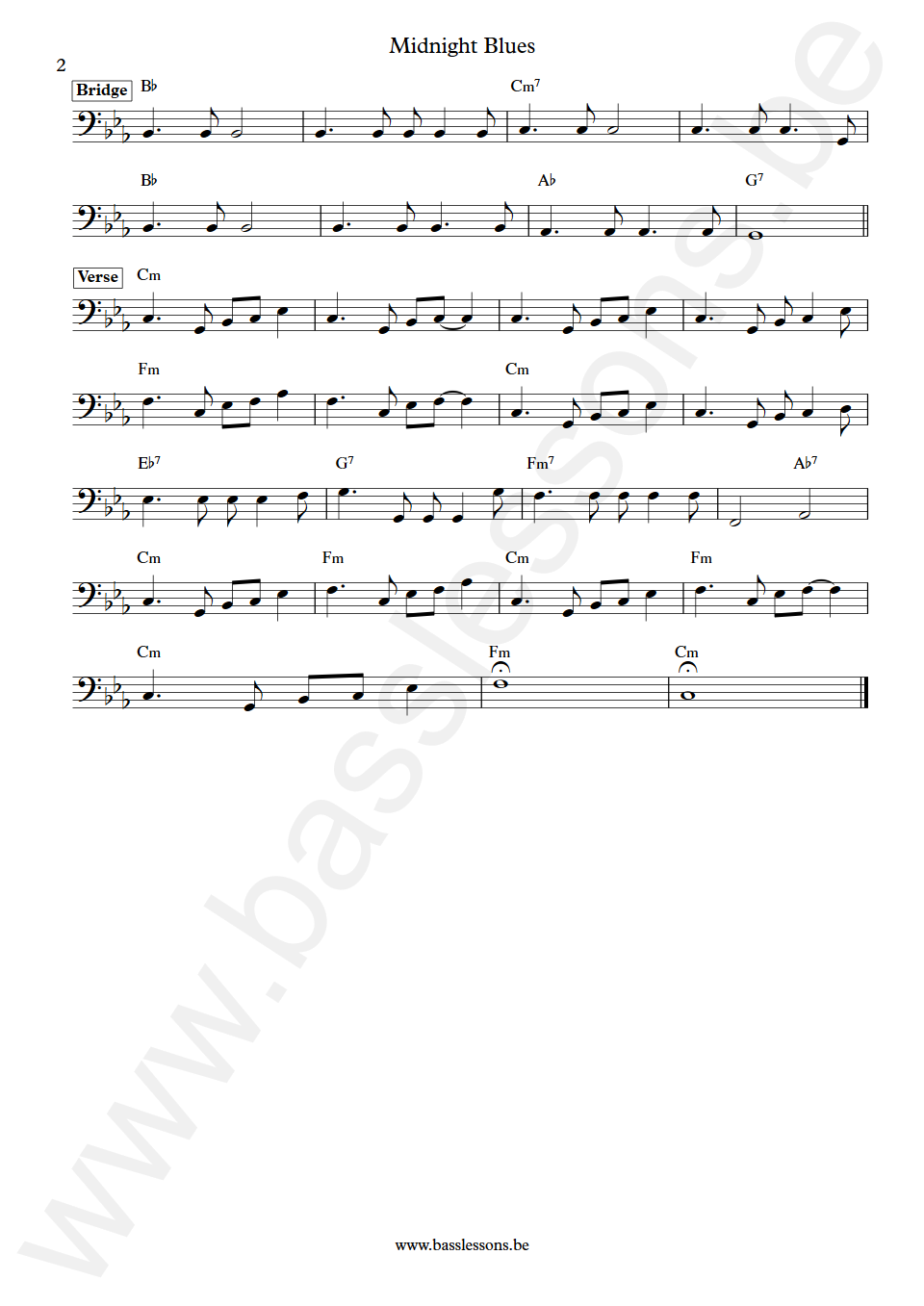 Gary Moore Midnight Blues Andy Pyle Bass Transcription part 2