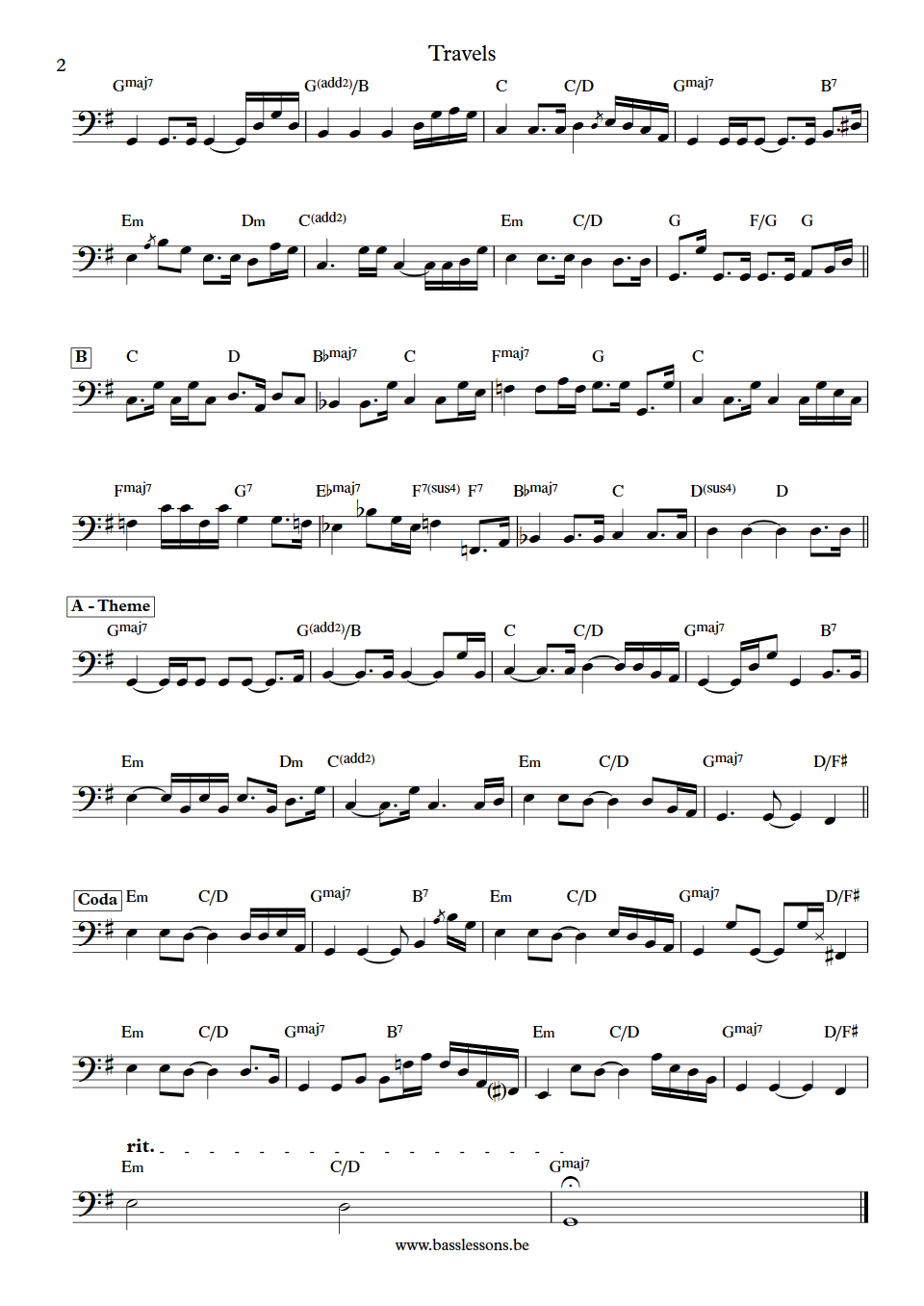 Pat Metheny Group Travels Steve Rodby Bass Transcription part 2