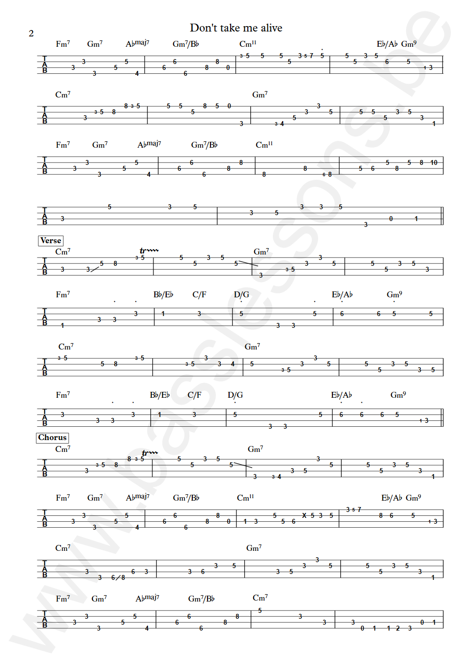 Steely Dan Don't take me alive Chuck Rainey Bass Tabs part 2
