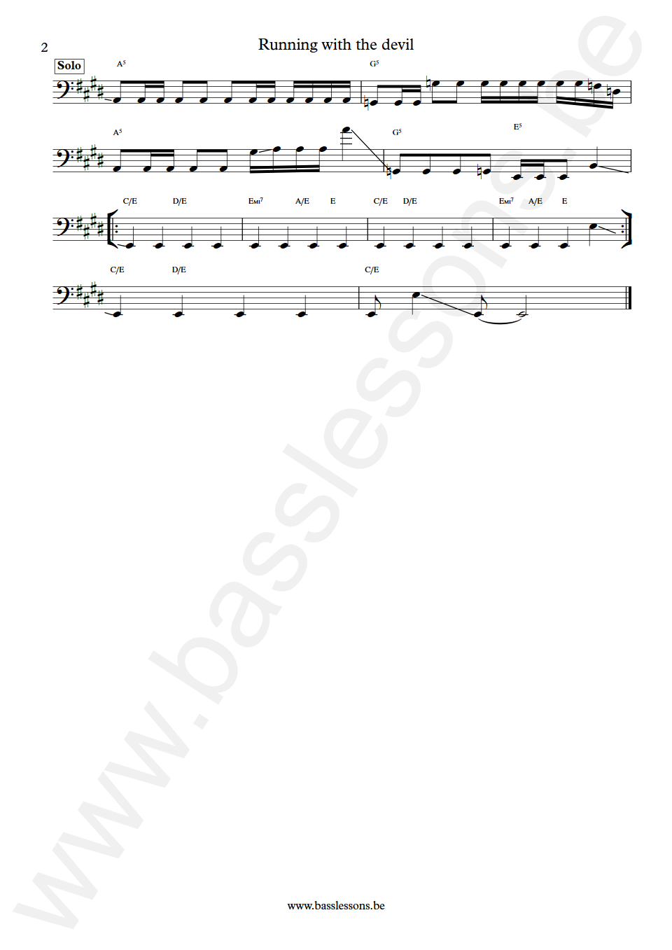 Van Halen Runnin with the devil Michael Anthony  Bass Transcription part 2