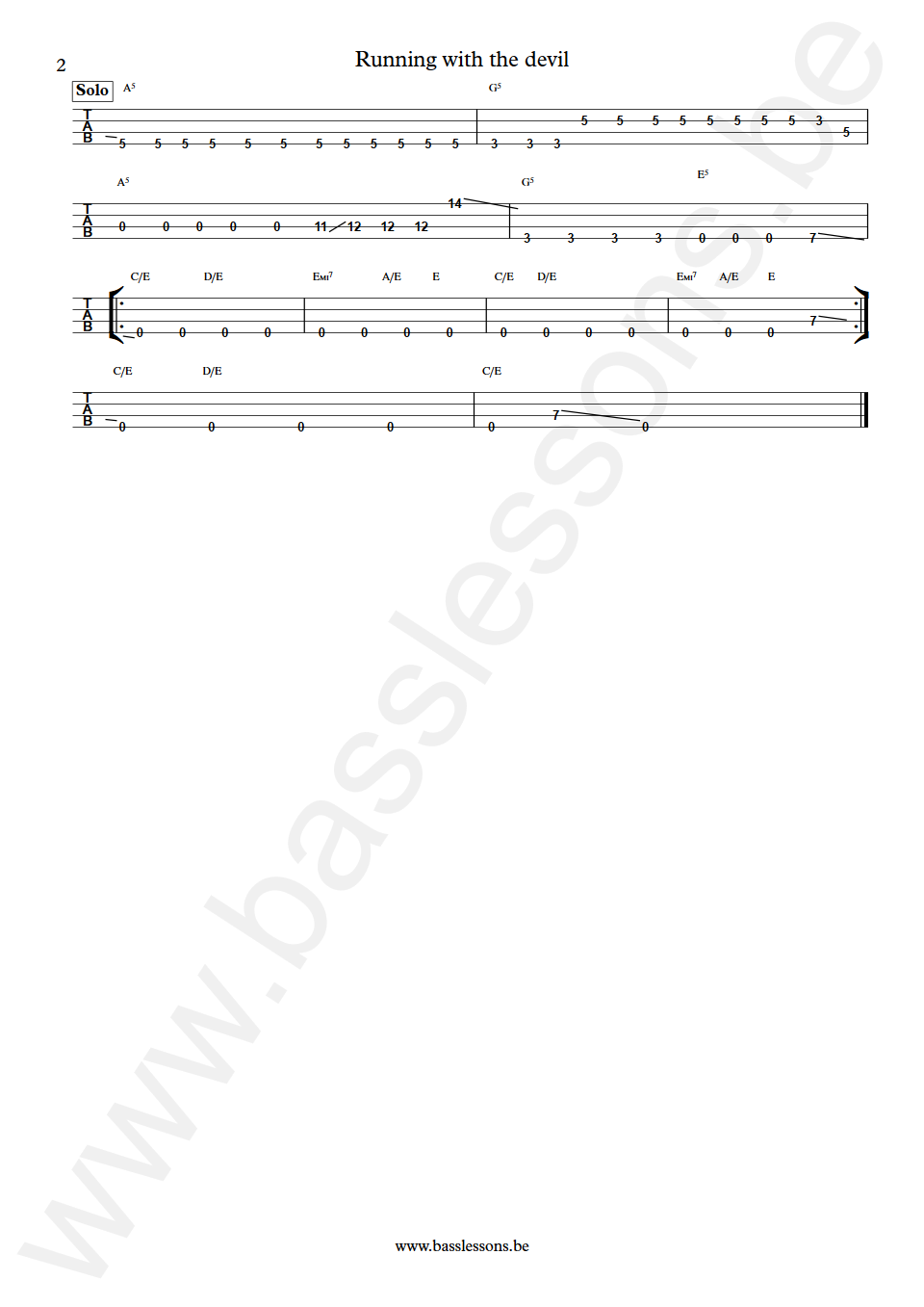 Van Halen Runnin with the devil Michael Anthony  Bass Tabs part 2