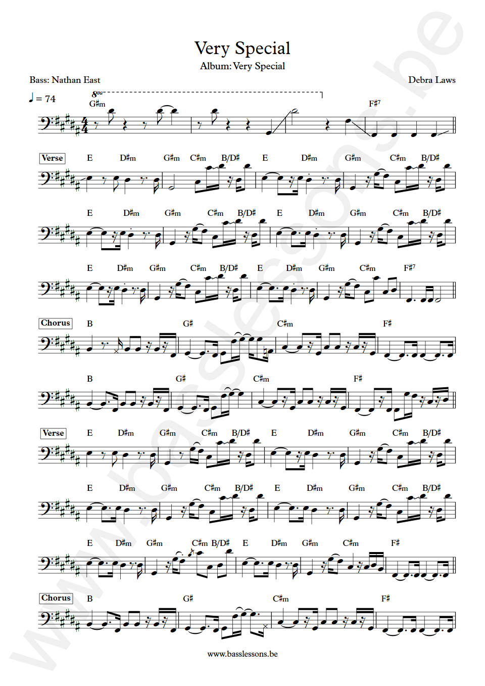 Debra Laws Very Special Nathan East  Bass Transcription