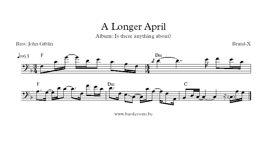 John Giblin bass transcription Brand X - A longer April