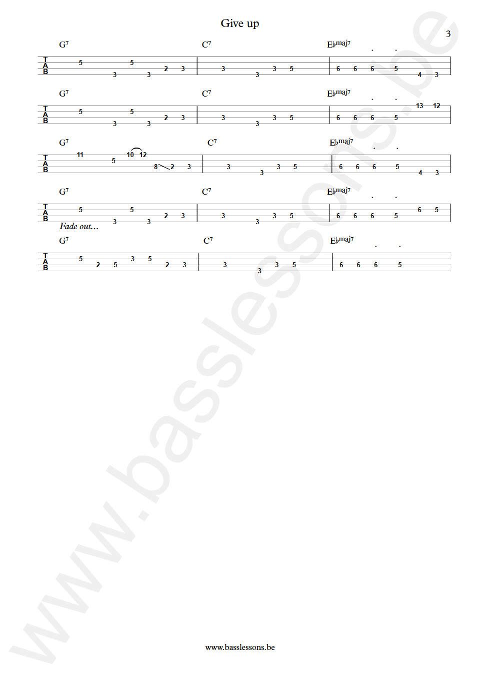 Diana Ross Give up Bernard Edwards Bass Tabs part 3