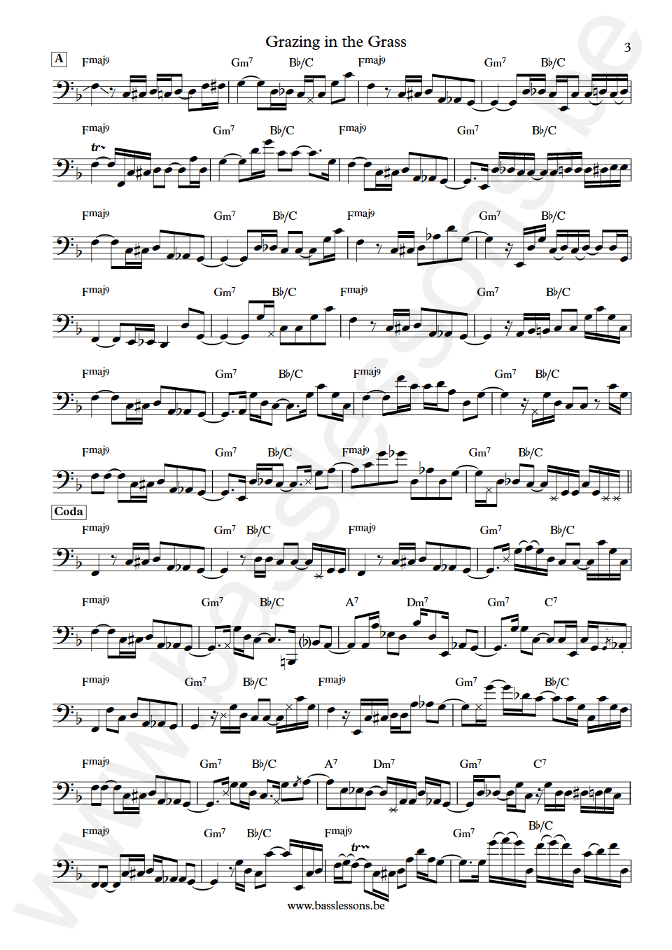 Boney James & Rick Braun Grazing in the Grass Larry Kimpel Bass Transcription part 3