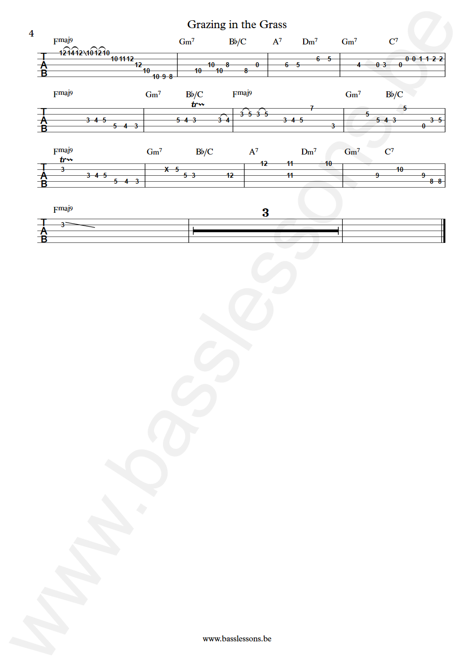 Boney James & Rick Braun Grazing in the Grass Larry Kimpel Bass Tabs part 4