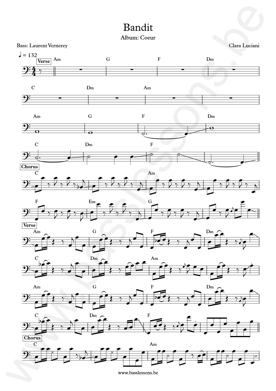 Clara Luciani Bandit Laurent Vernerey Bass Transcription