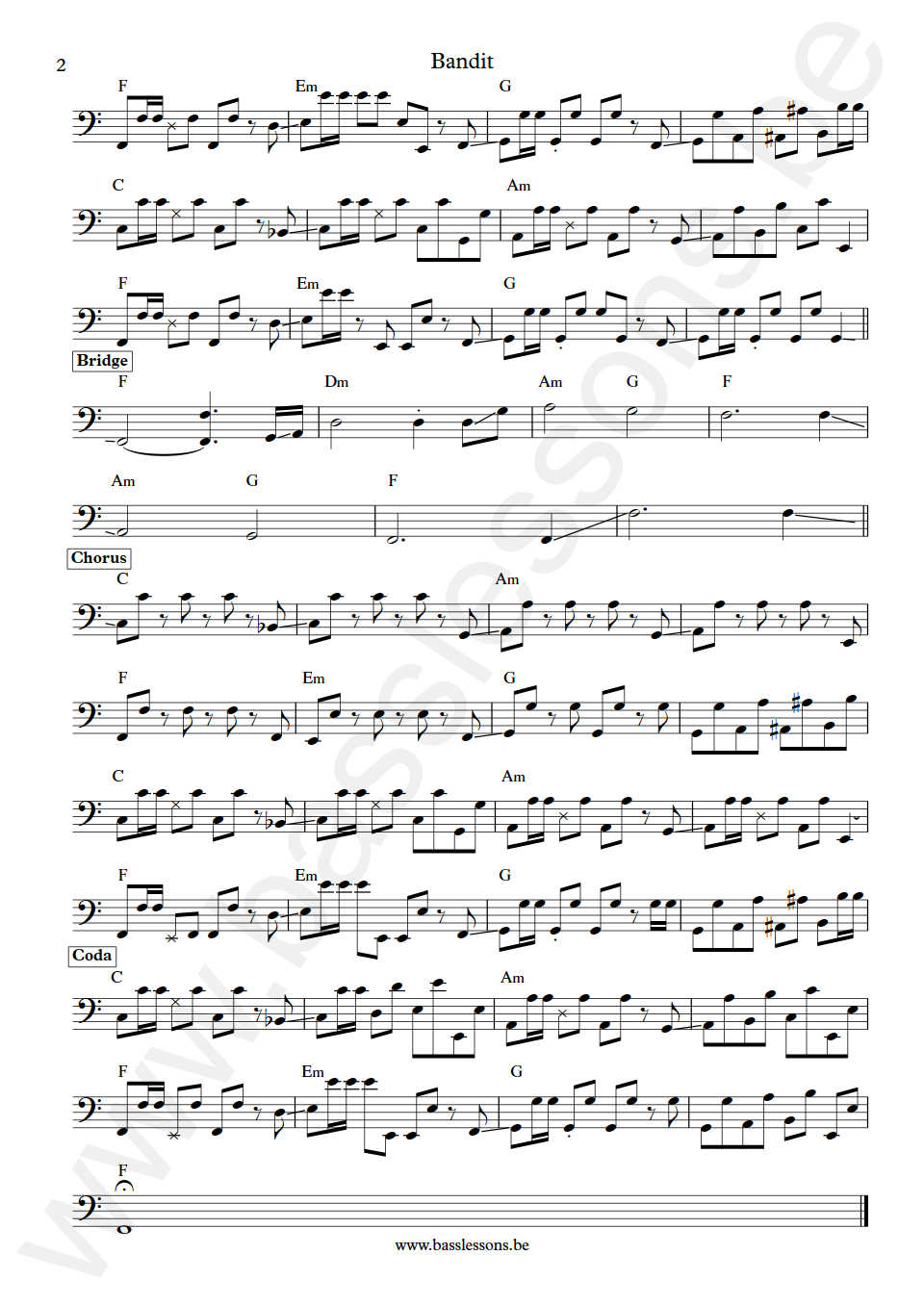 Clara Luciani Bandit Laurent Vernerey Bass Transcription part 2