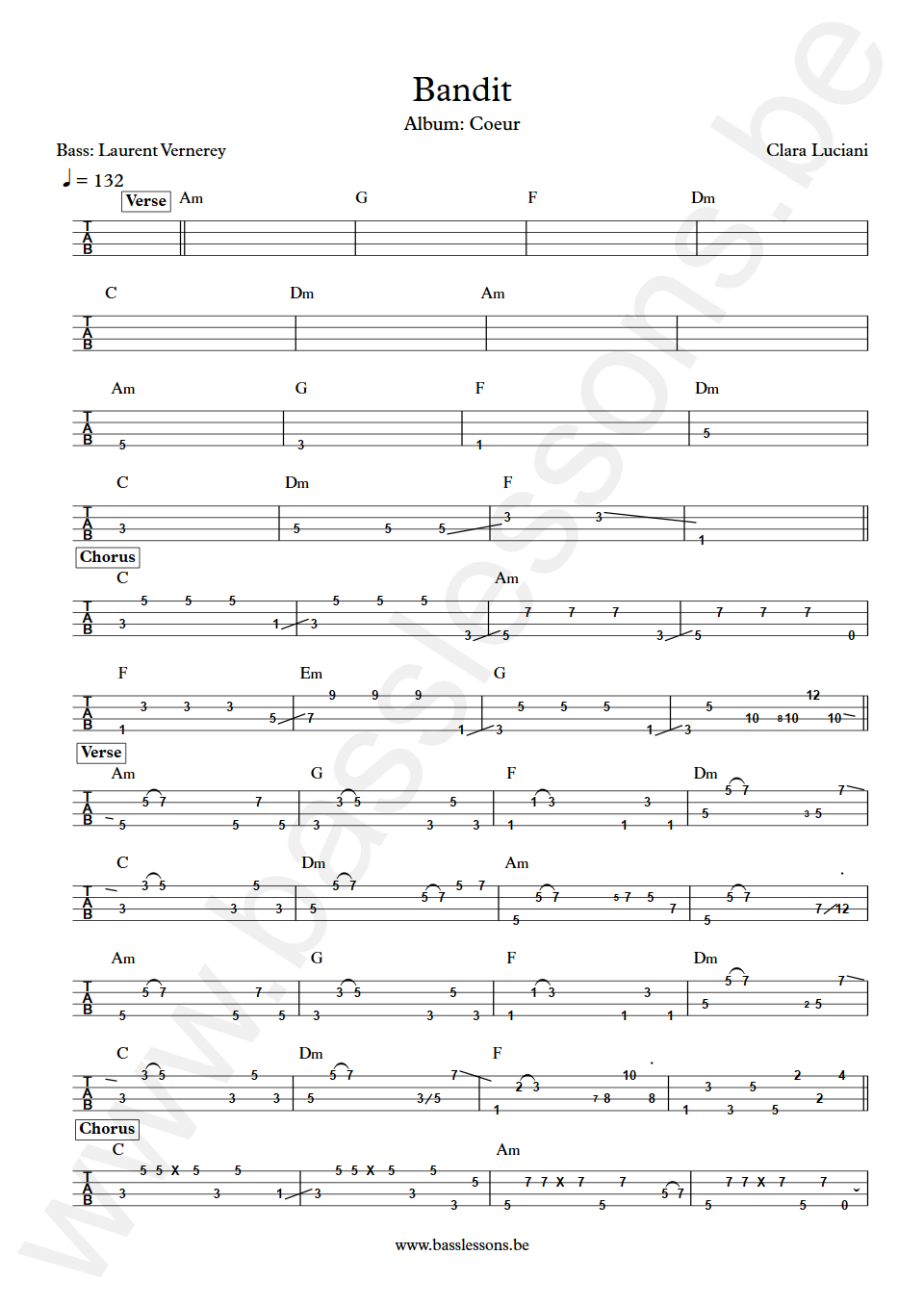 Clara Luciani Bandit Laurent Vernerey Bass Tab