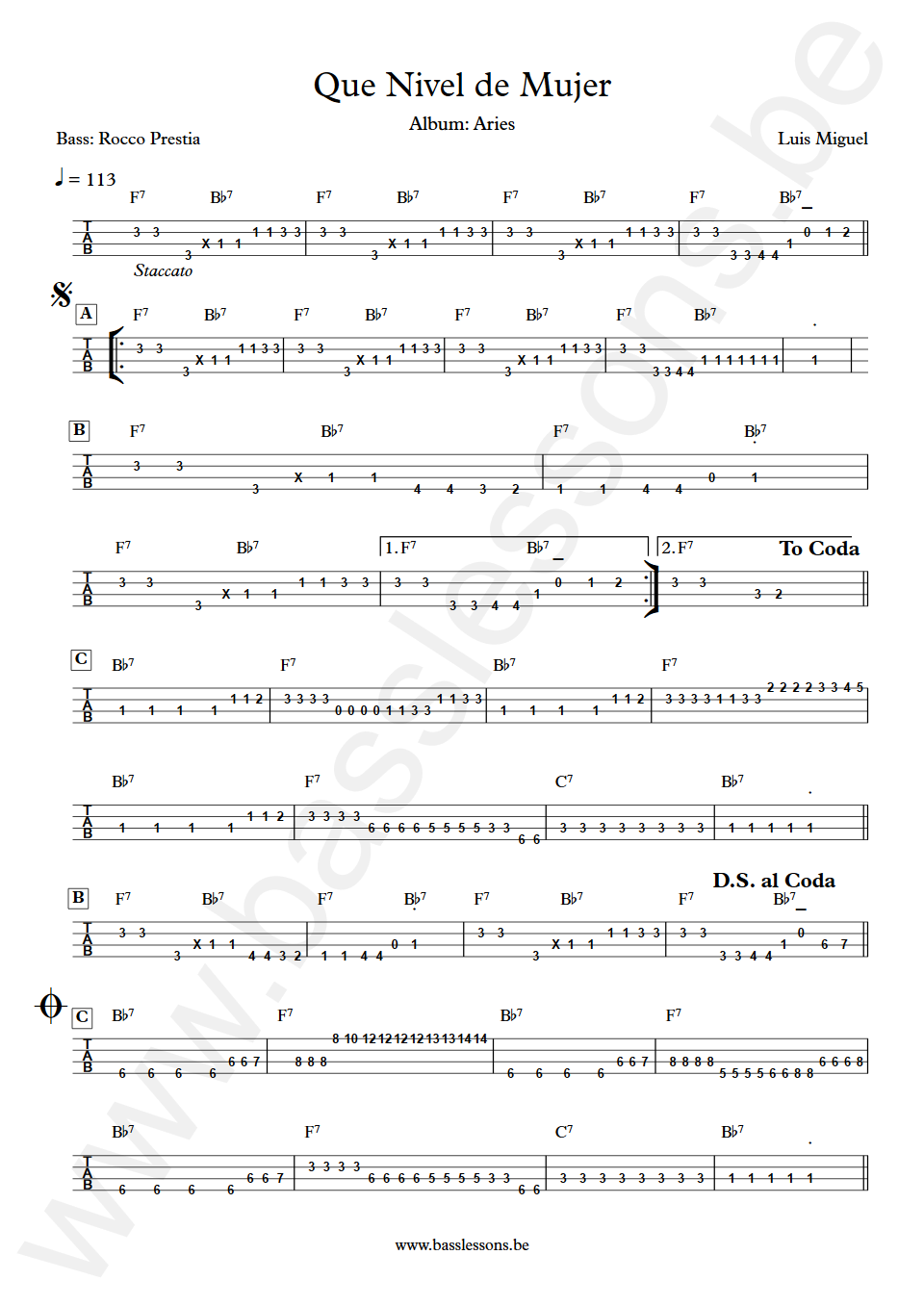 Luis Miguel Luis Miguel Francis Rocco Prestia Bass Tab