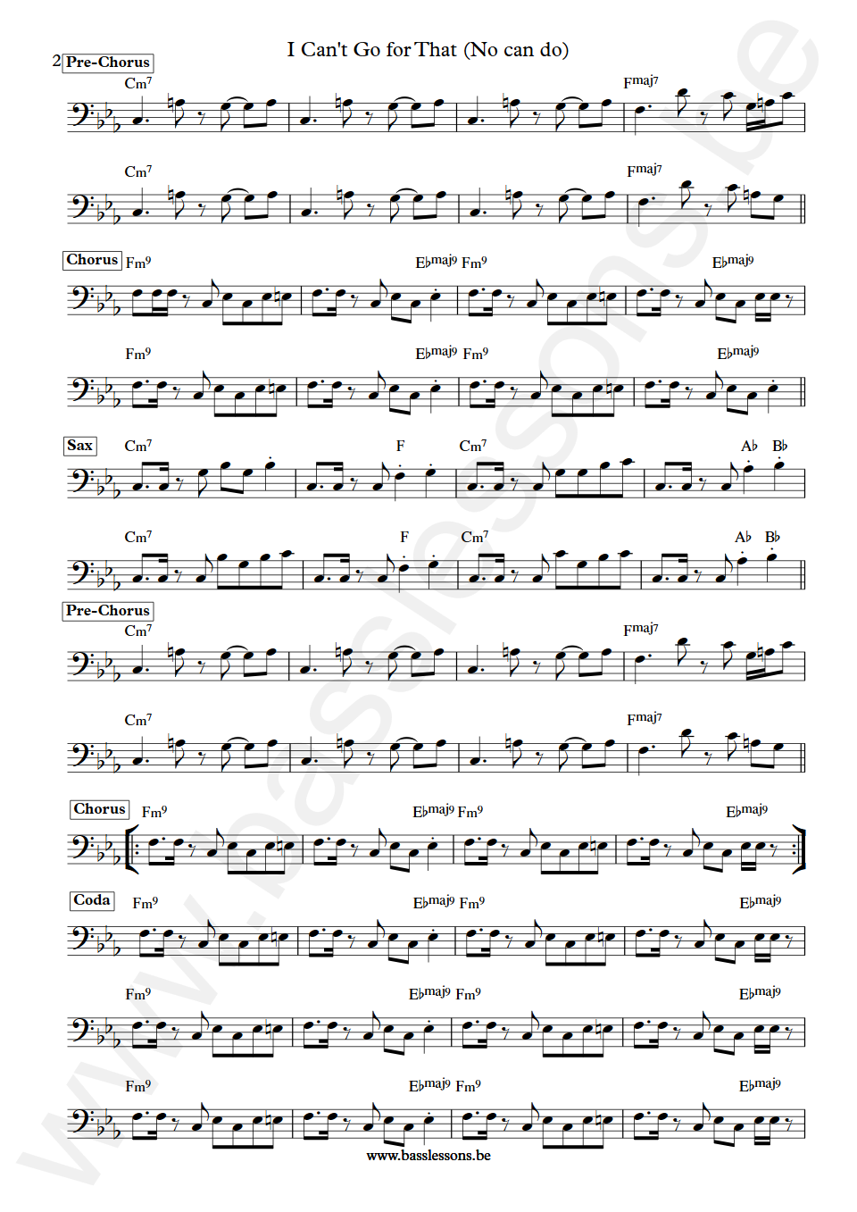 Hall & Oates I Can't Go for That John Siegler Bass Transcription part 2