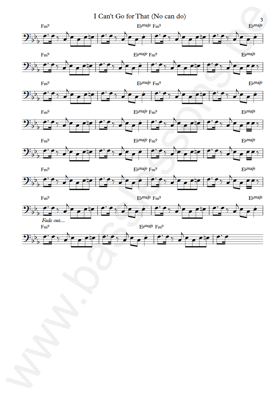 Hall & Oates I Can't Go for That John Siegler Bass Transcription part 3