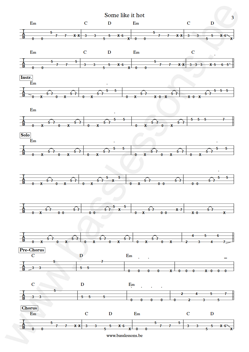 The Powerstation Some Like It Hot John Taylor Bass tab part 3
