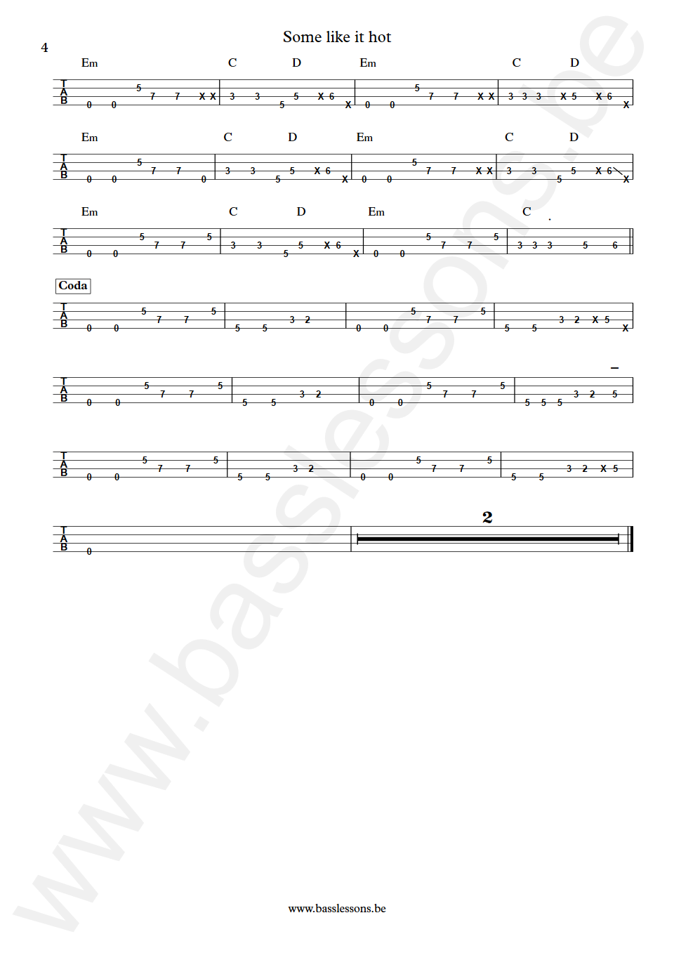 The Powerstation Some Like It Hot John Taylor Bass tab part 4