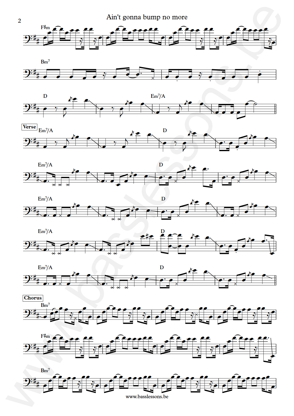 Joe Tex Ain't Gonna Bump no More Bass Transcription part 2