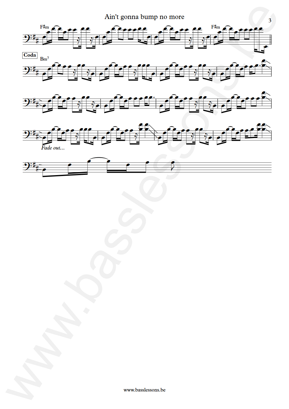 Joe Tex Ain't Gonna Bump no More Bass Transcription part 3