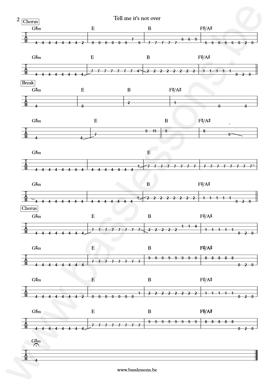 Starsailor Tell Me It's Not Over James Stelfox Bass Tab part 2