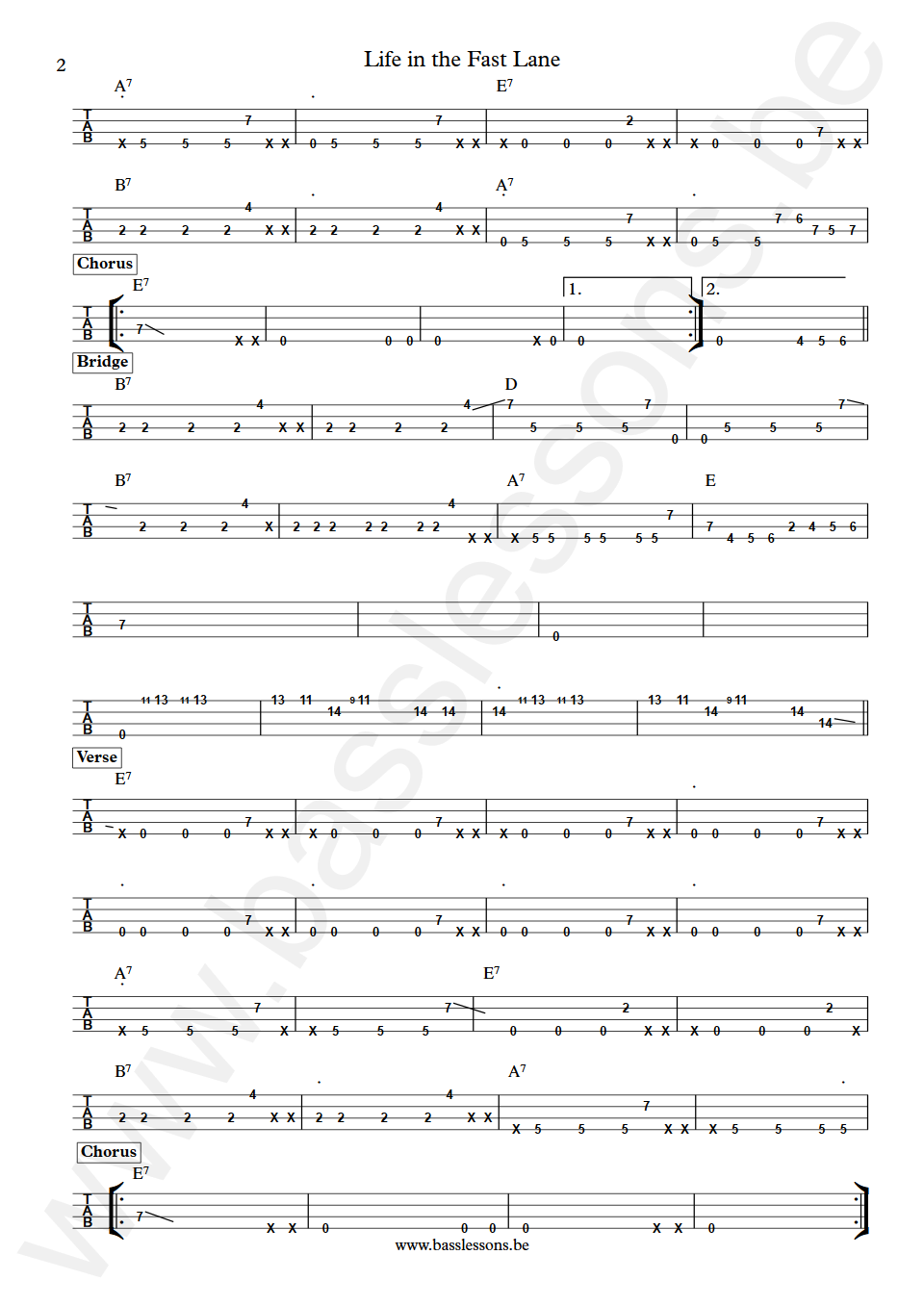 Eagles Life in the Fast Lane Randy Meisner Bass Tab part 2