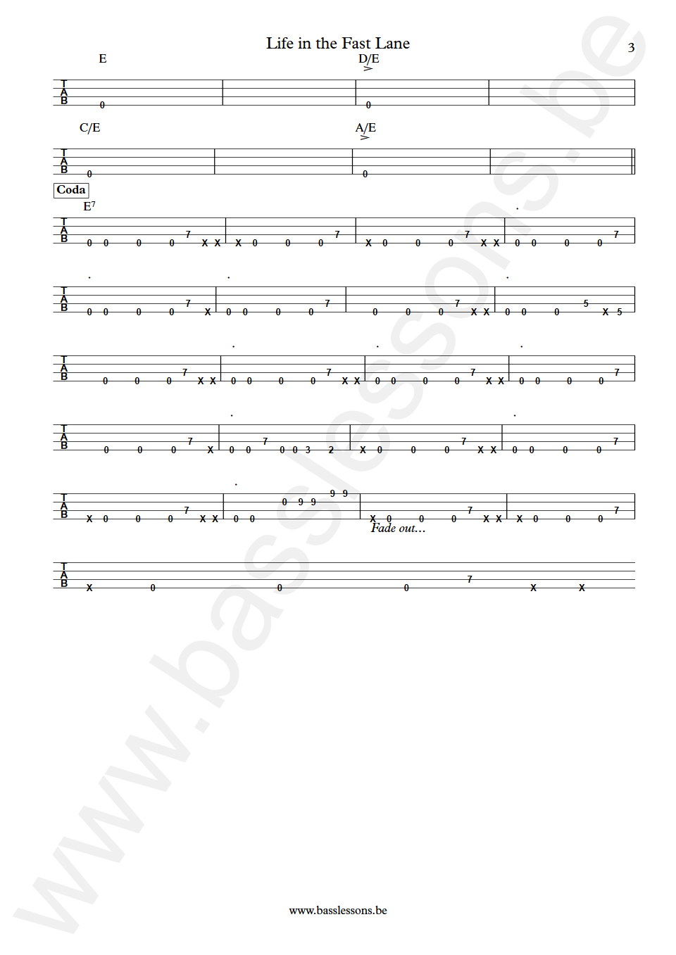 Eagles Life in the Fast Lane Randy Meisner Bass Tab part 3