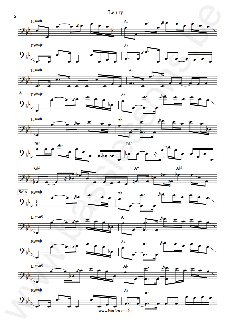 Stevie Ray Vaughan Lenny Tommy Shannon Bass Transcription part 2