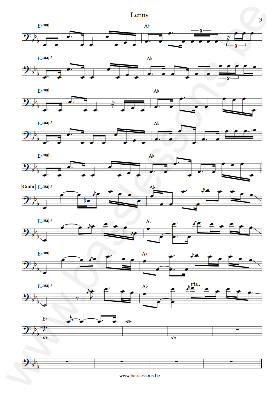 Stevie Ray Vaughan Lenny Tommy Shannon Bass Transcription part 3