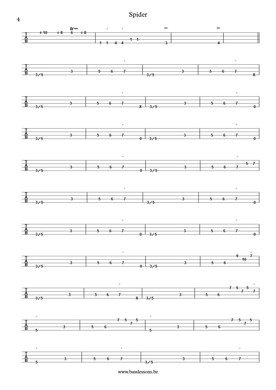 Herbie Hancock spider Paul Jackson bass tab part 5
