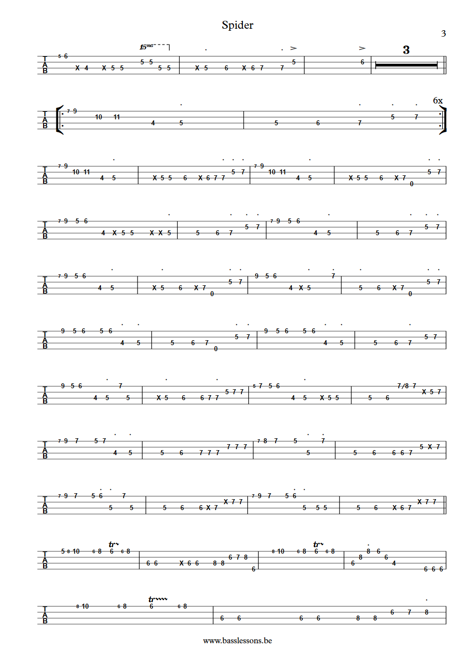 Herbie Hancock spider Paul Jackson bass tab part 4