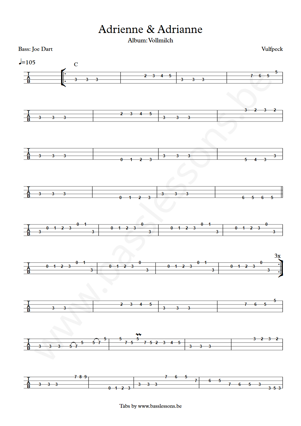 Vulfpeck Adrienne and Adrianne Joe Dart bass tab