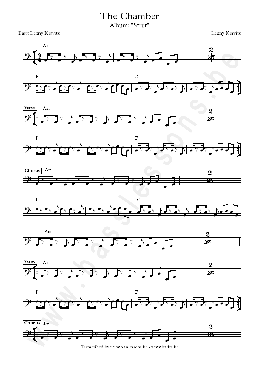 Lenny Kravitz the chamber bass transcription