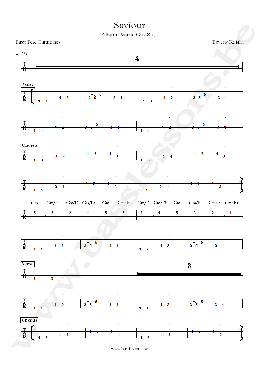 Beverly knight saviour bass transcription part 2
