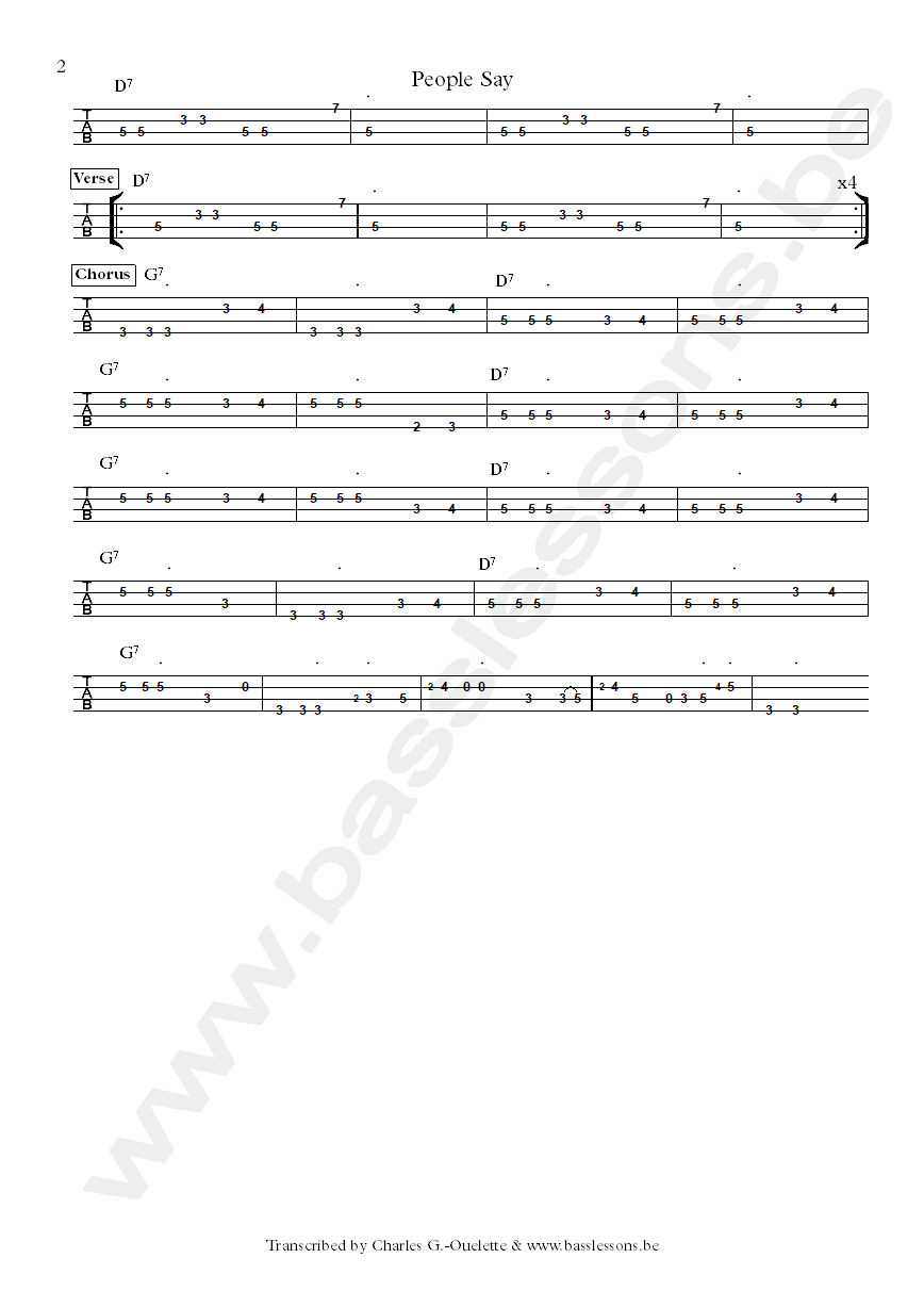 The meters people say bass tab part 2
