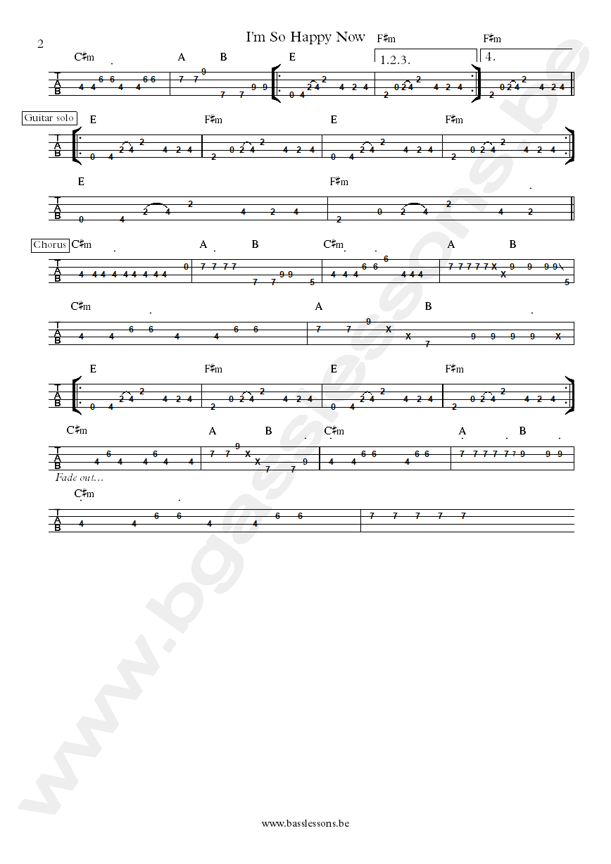 Willie wright im so happy now bass tab part 2