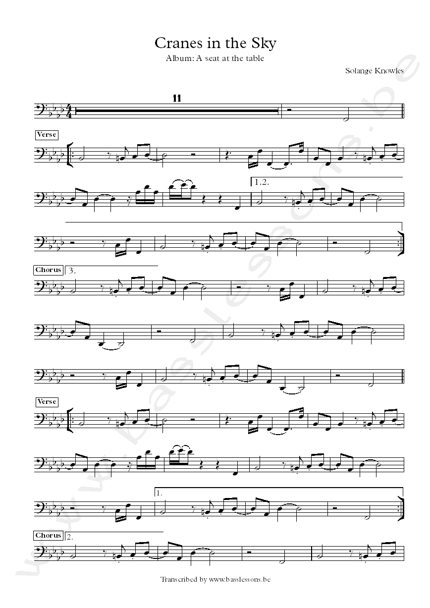 Solange knowles bass transcription
