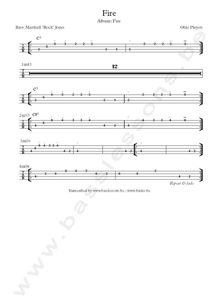fore ohio players bass tab