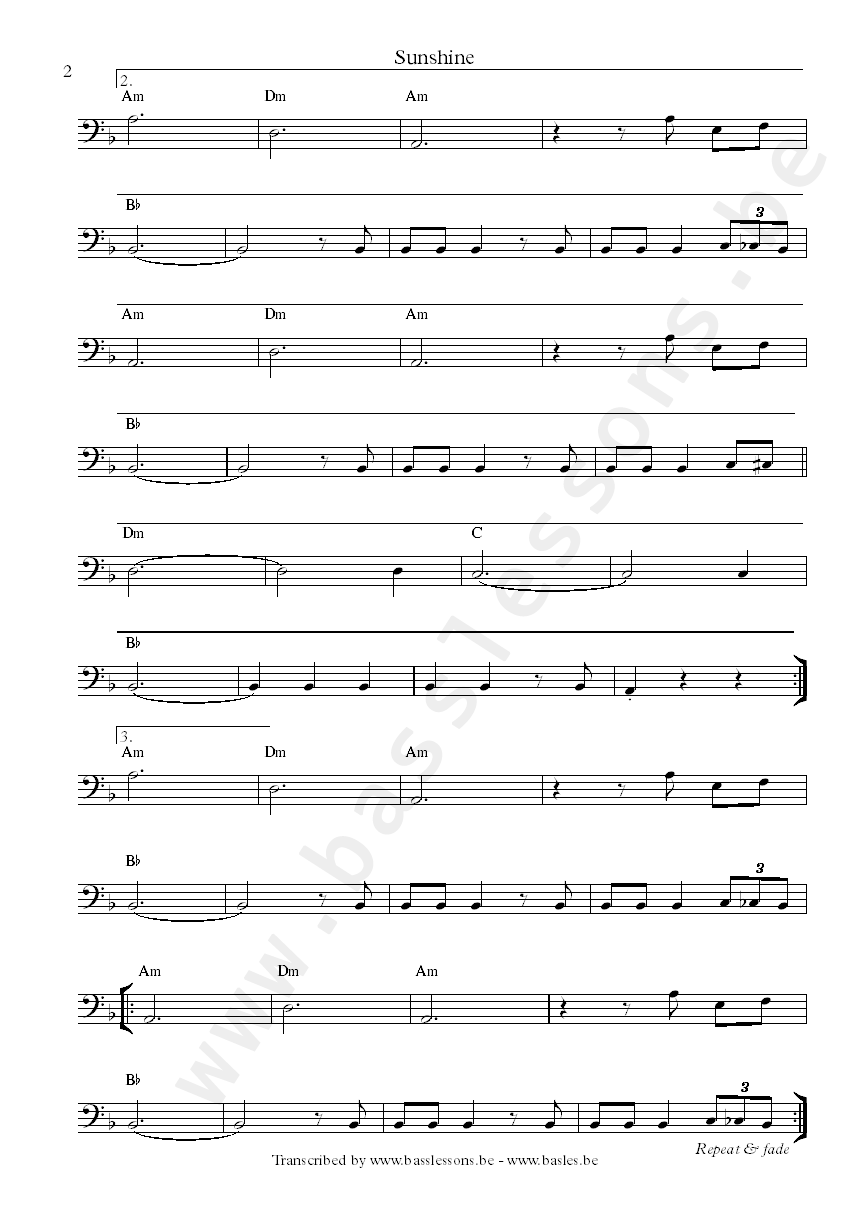 te ojays sunshine bass transcription part 2
