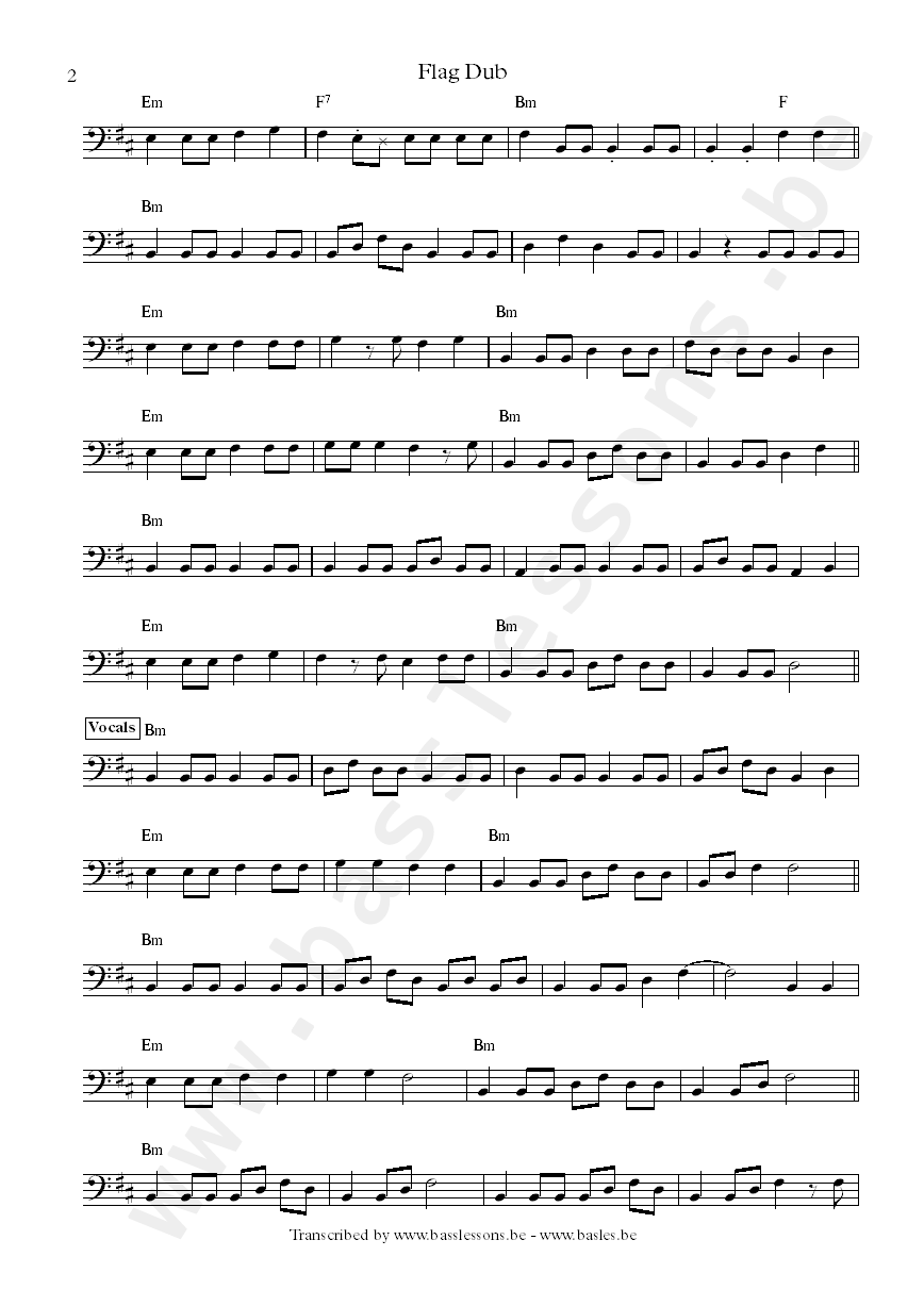 King tubby flag dub bass transcription part 2