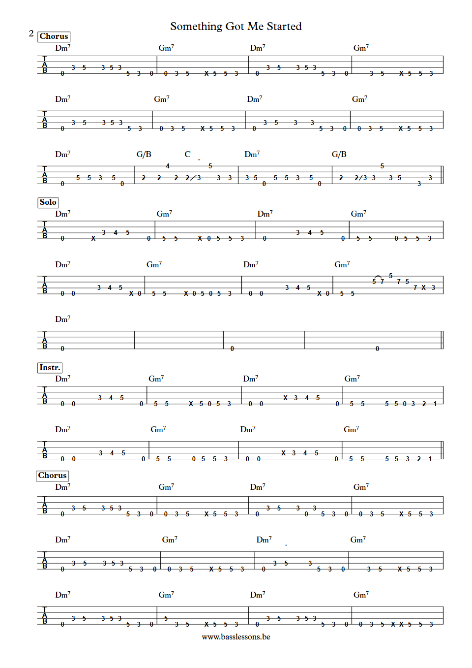 Something Got Me Started Shaun Ward bass tabs part 2