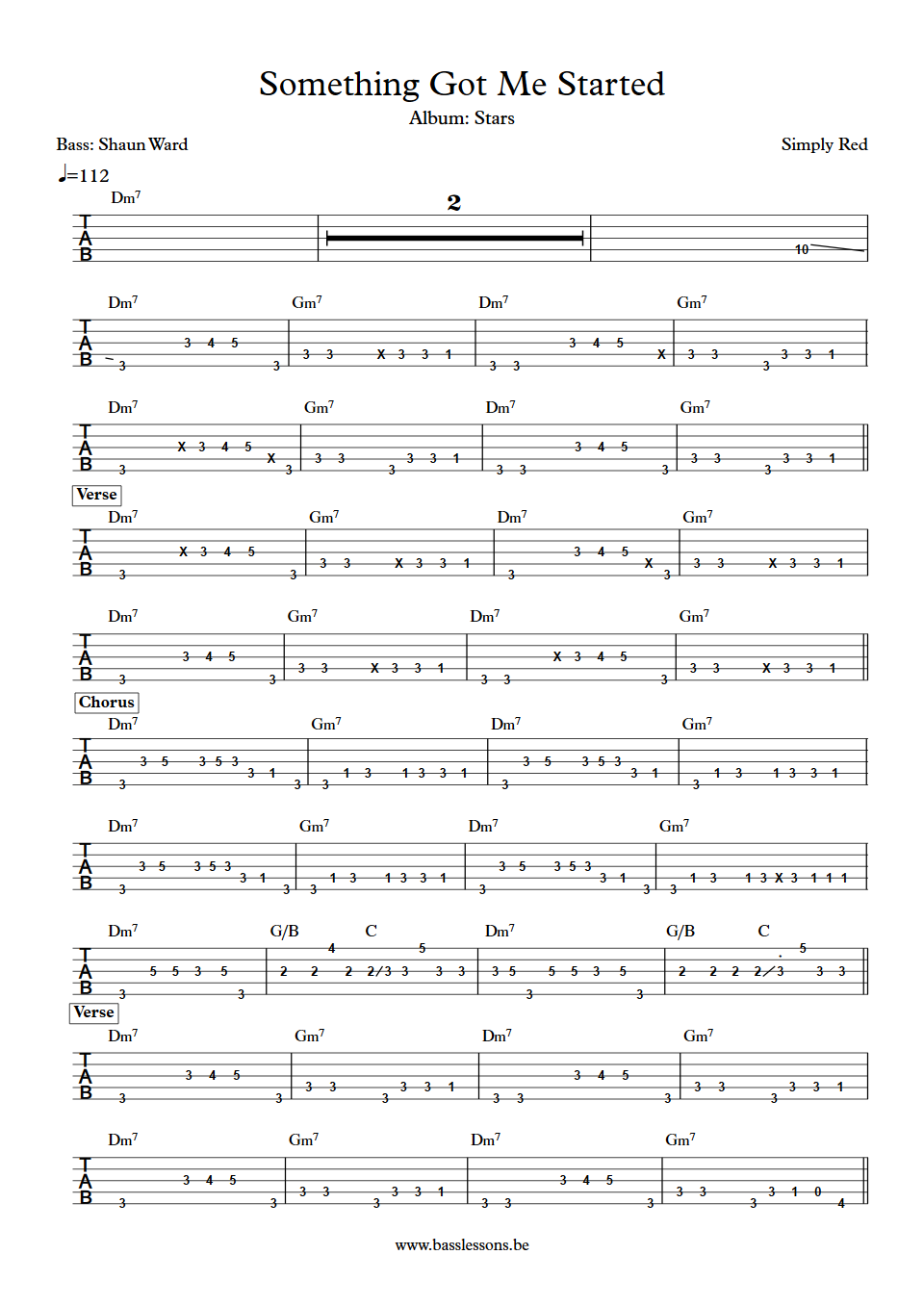 Something Got Me Started Shaun Ward bass tabs 5-string