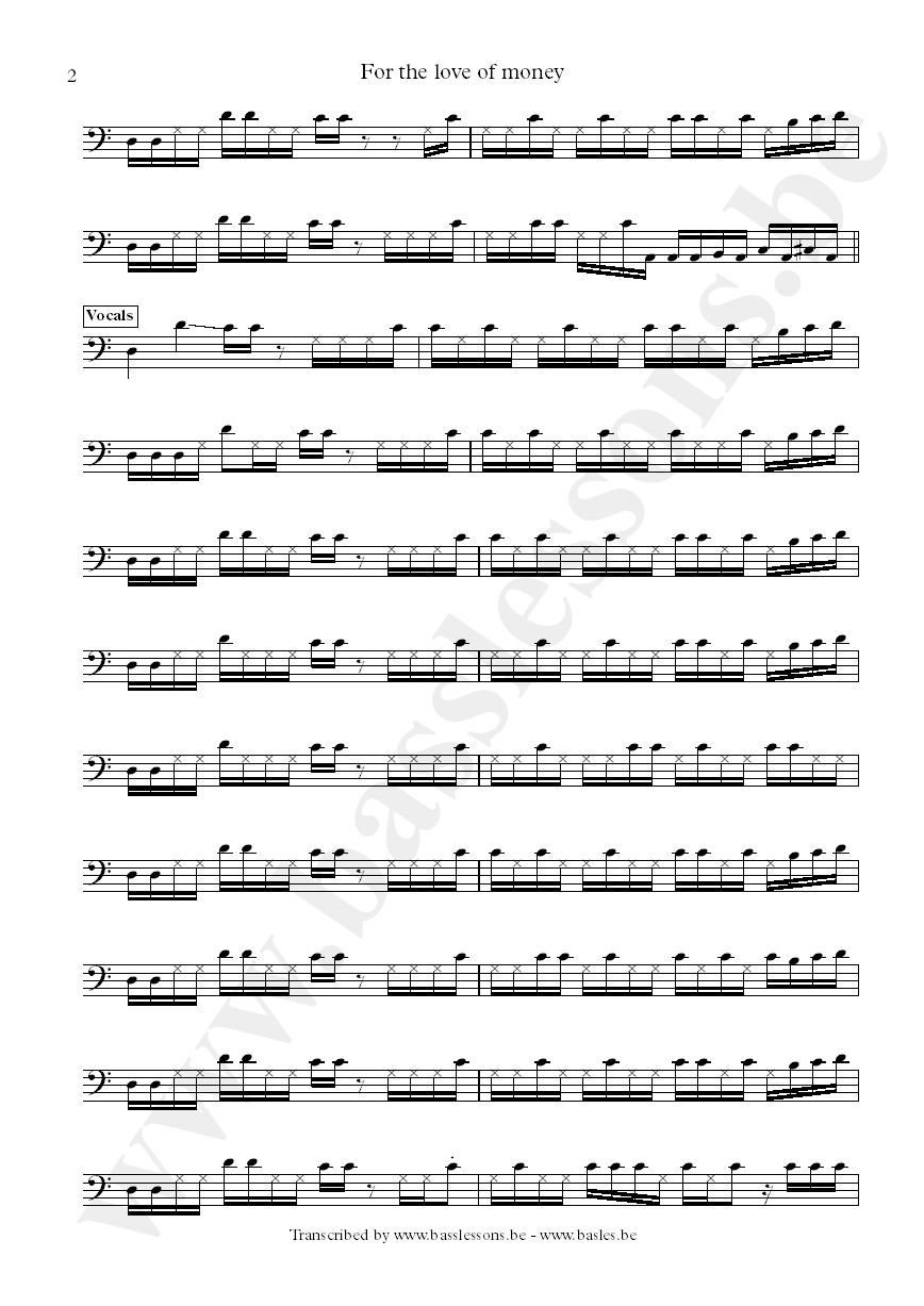 The ojays for the love of money bass transcription part 2