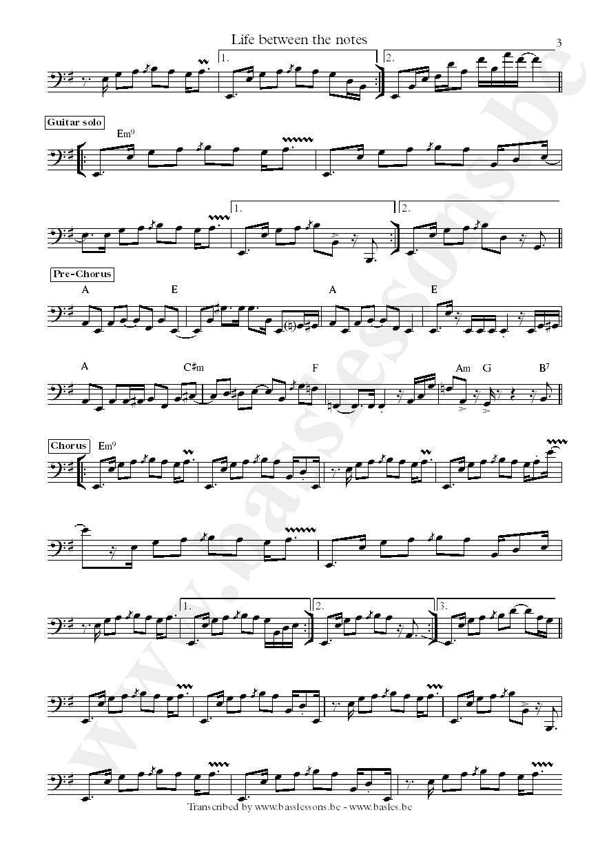 Bluey life between the notes bass transcription part 3