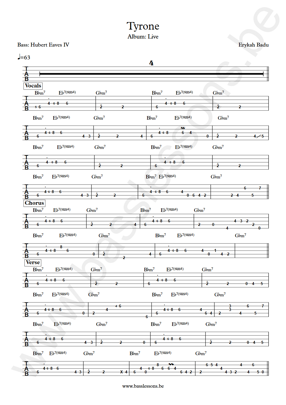 Erykah Badu Tyrone Hubert Eaves IV bass tab