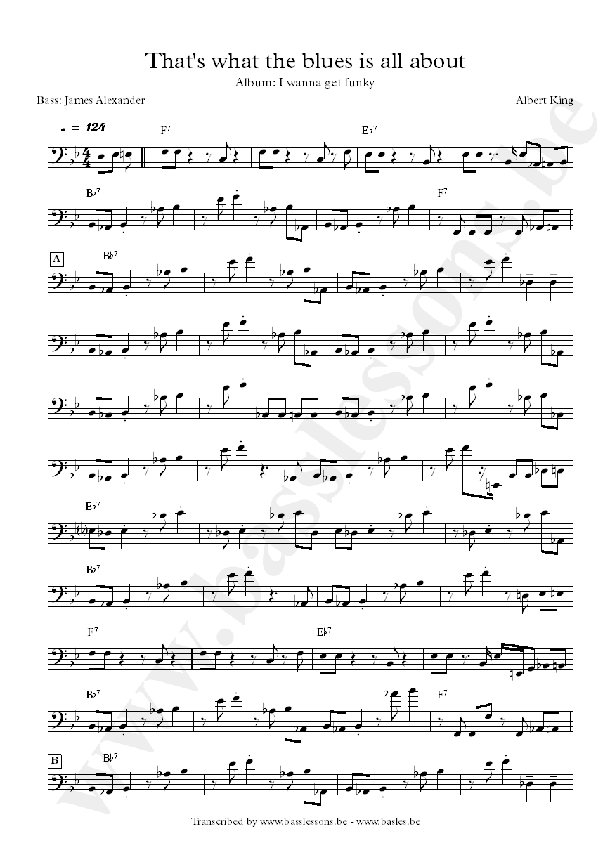 Albert KIng thats what the blues is all about bass transcription