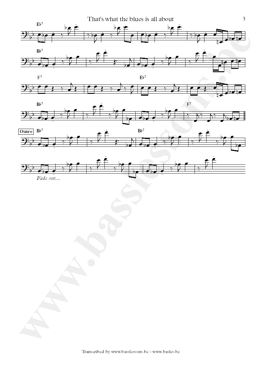 Albert KIng thats what the blues is all about bass transcription part 3
