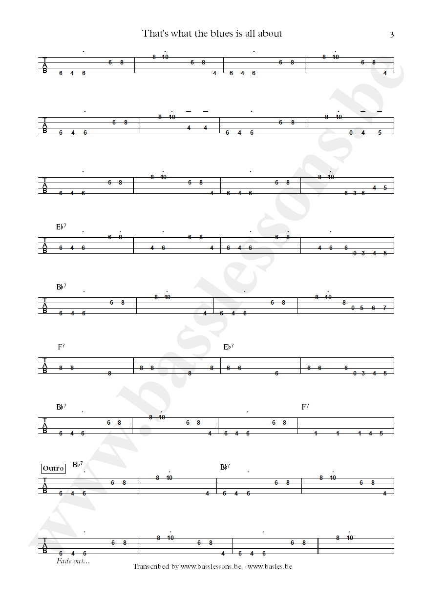 Albert KIng thats what the blues is all about bass tab part 3