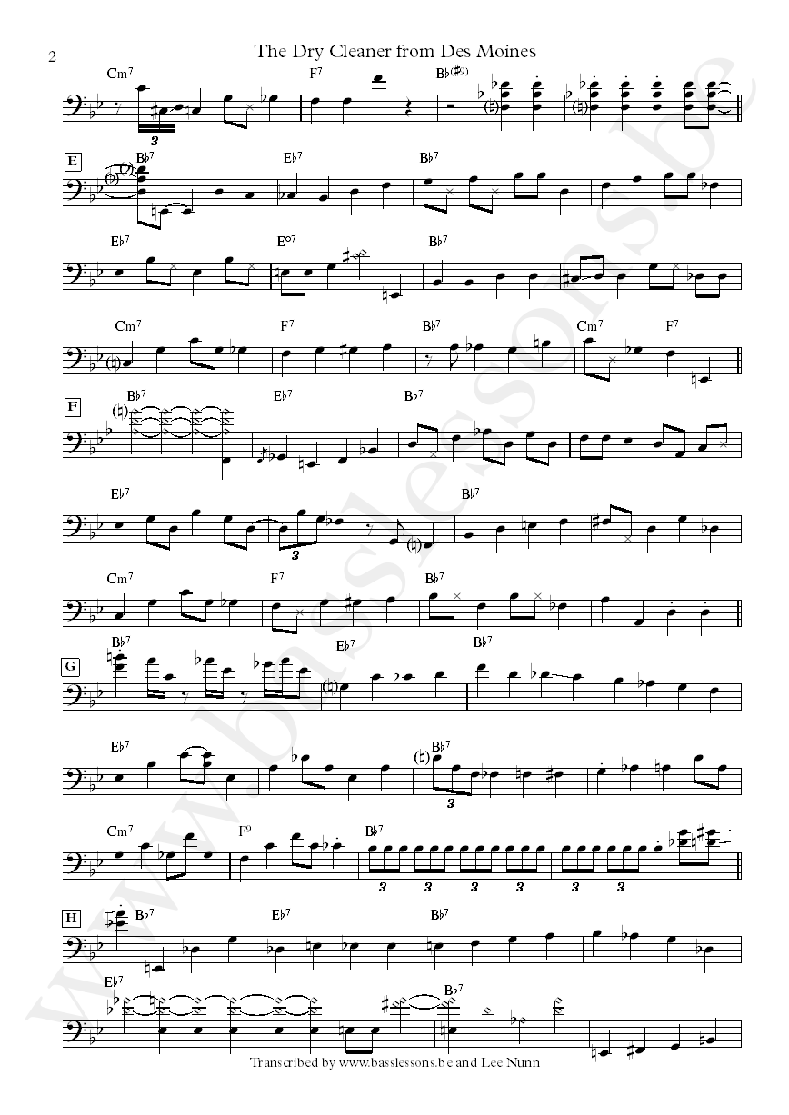 Joni mitchell the dry cleaner from des :oines bass transcription part 2