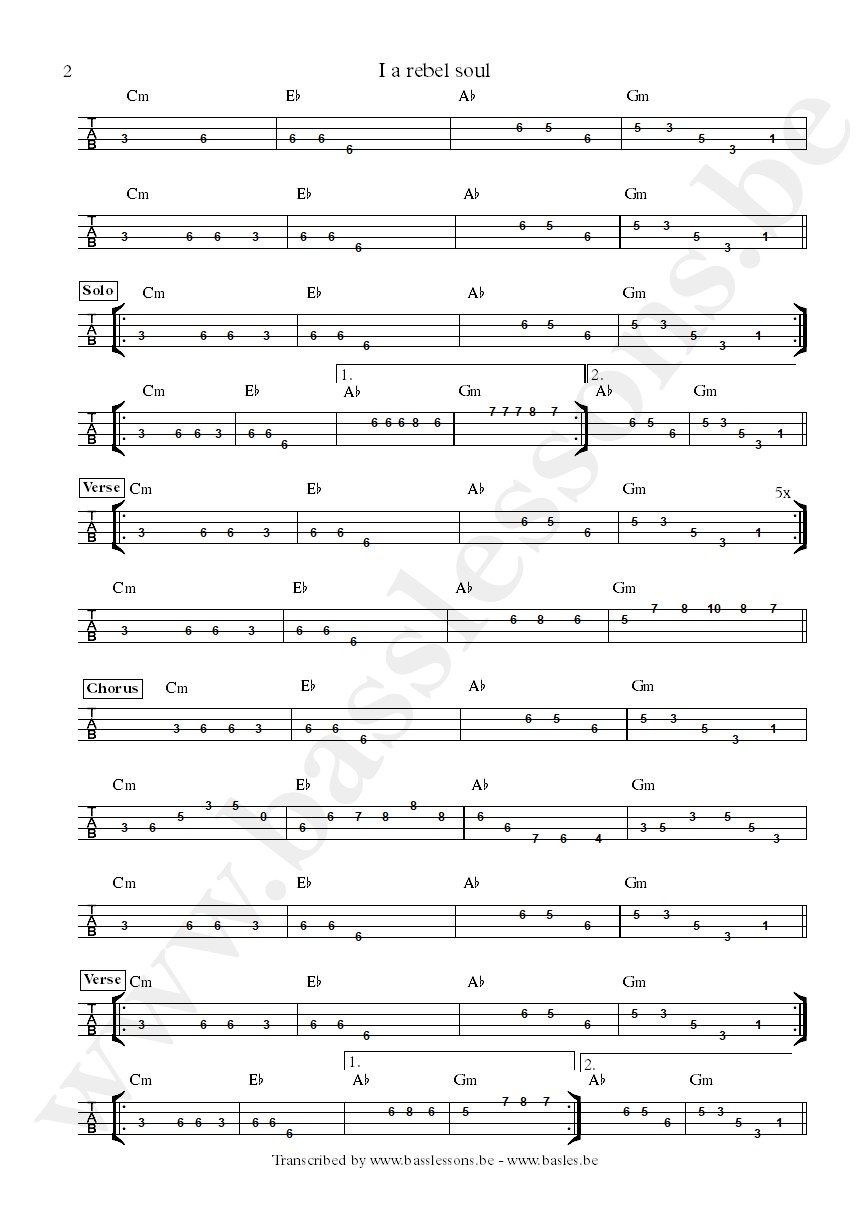 aswad i a rebel soul bass tab part 2