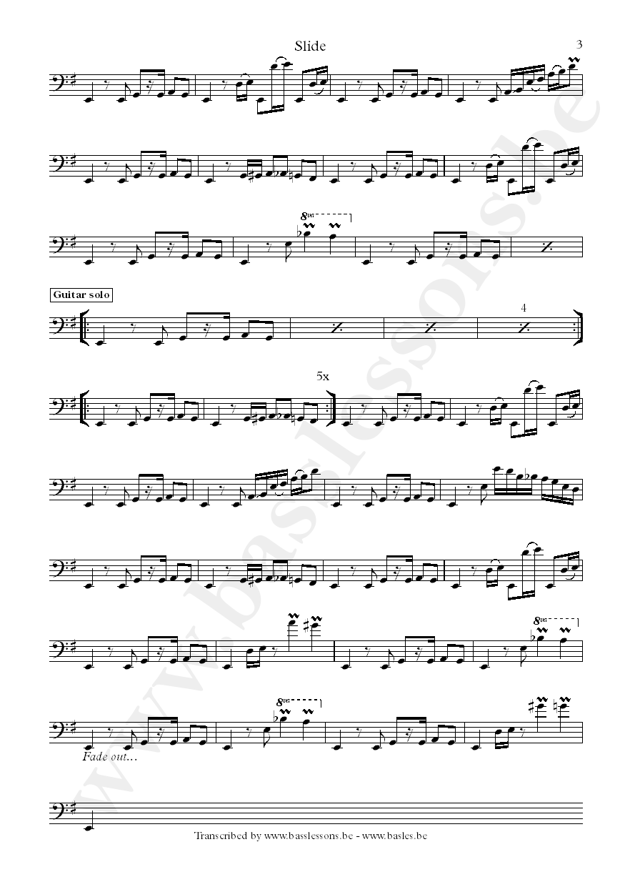 Slave slide bass transcription part 3