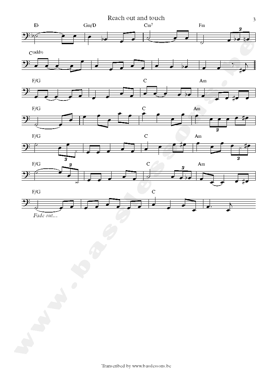 Diana ross reach out and touch james jamerson Transcription part 3